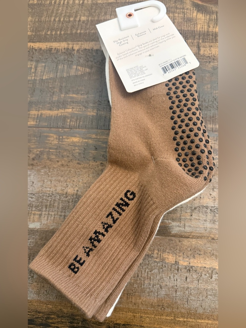 Balance Collection “Be Amazing” Women’s  Non-Slip Crew Socks